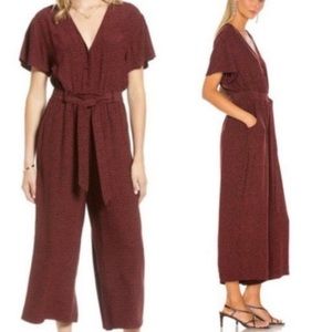 Rails Jet Animal Print Jumpsuit Romper Large Crop Wide Leg Women Sz L